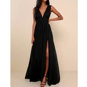 NWT Lulus Heavenly Hues Black Maxi Dress Medium